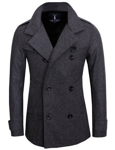 8. Tom's Ware Men’s Stylish Fashion Classic Wool Double Breasted Pea Coat