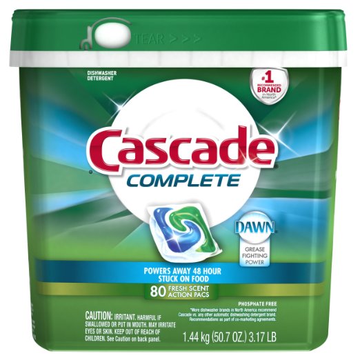 1. Cascade Complete All-in-1 Actionpacs Dishwasher Detergent