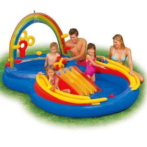 4. INTEX Inflatable Kids Rainbow Ring Water Play Center 57453EP