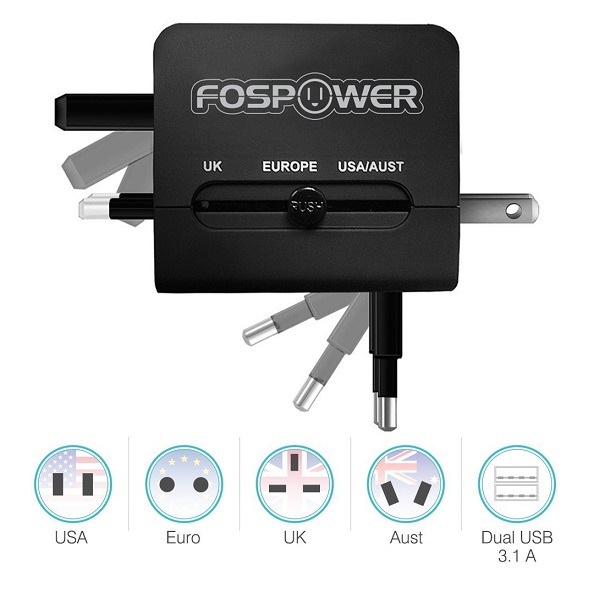 5. FosPower FUSE WorldWide Universal AC International Adapter Travel Charger