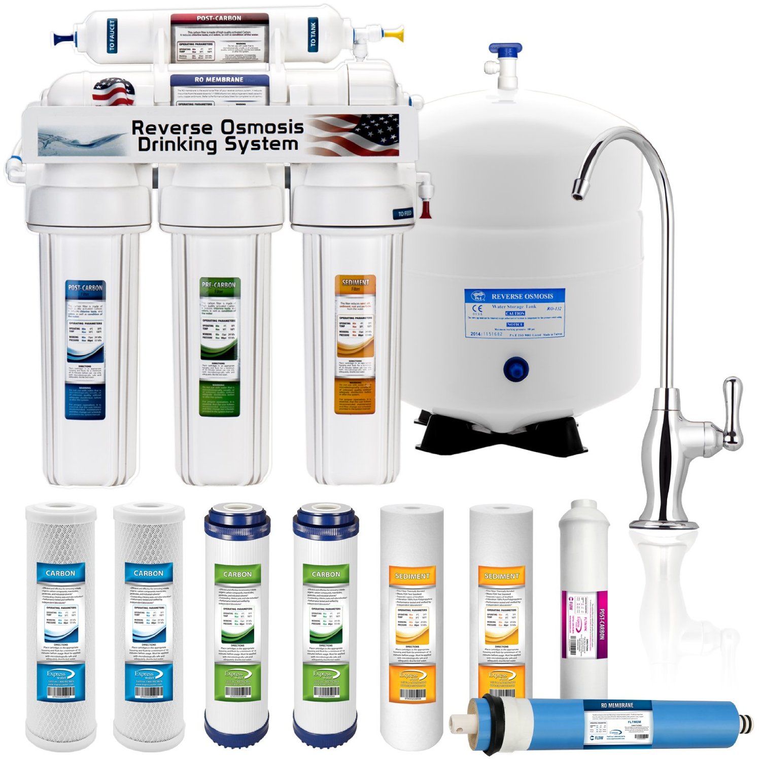2. 5 Stage Home Drinking Reverse Osmosis System PLUS Extra Full Set- 4 Water Filter