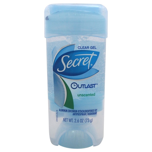 2. Secret Outlast Unscented Women's Clear Gel Antiperspirant & Deodorant