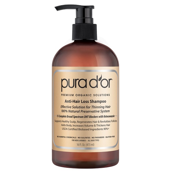 1. PURA D'OR Premium Organic Anti-Hair Loss Shampoo