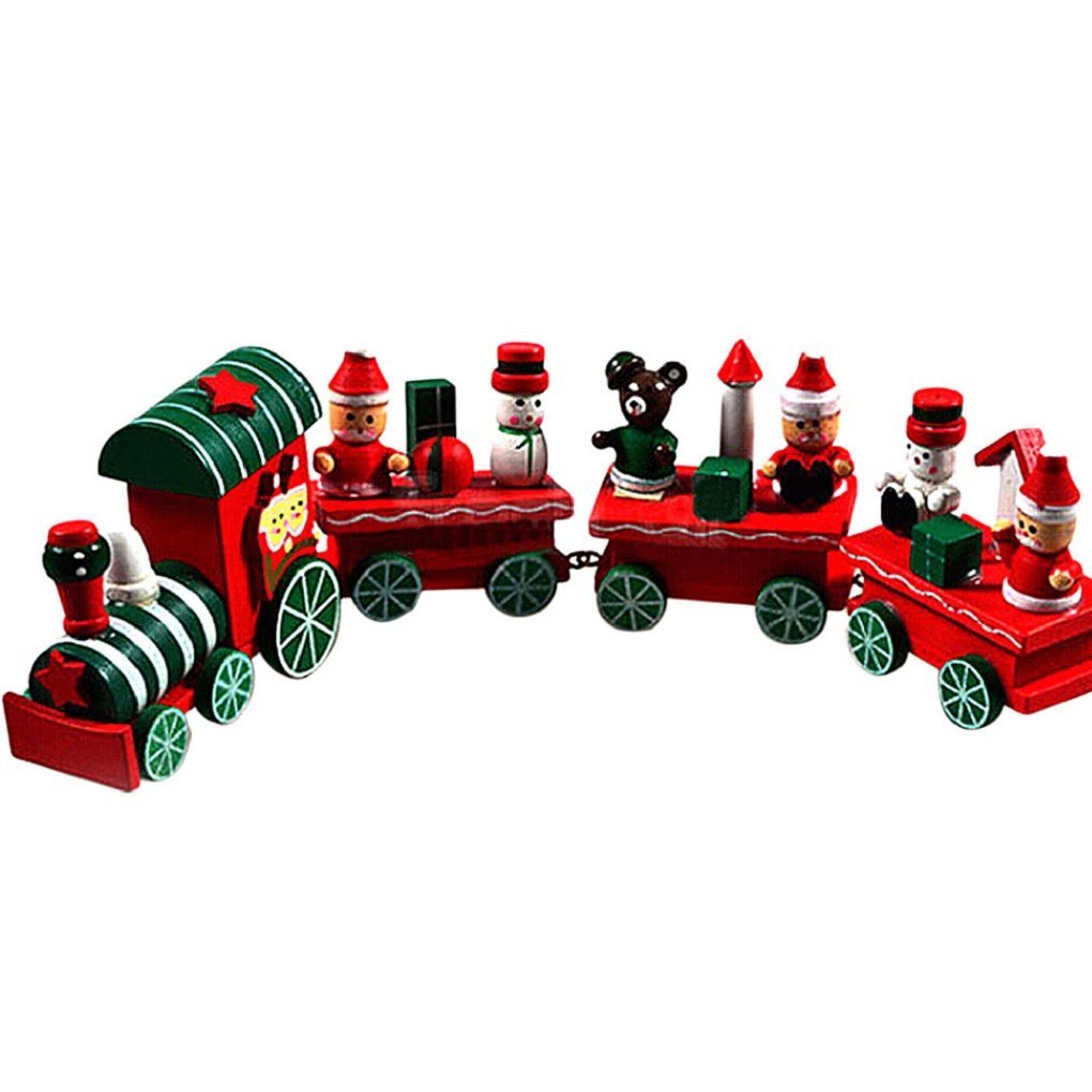 5 FEITONG® New 4 Pieces Kids Baby Wood Christmas Train Decoration