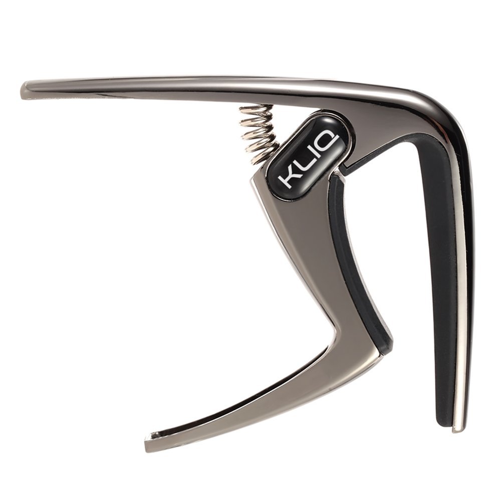 9 KLIQ K-PO Guitar Capo for 6 String Acoustic and Electric Guitars - Trigger Style for a Quick Change, Black Chrome