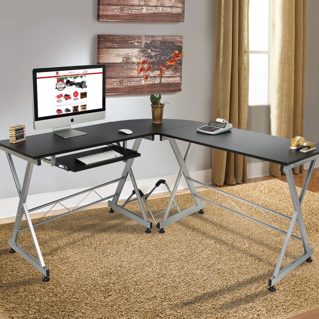 Best Choice Products Wood L-Shape Corner Computer Desk PC Laptop Table Workstation Home Office Black